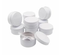 Wopanxye 10pcs 80ml Aluminum Tin Jars with Screw Cap Lids, Empty Makeup Lip Balm Container Round Travel Jars Cosmetics Pots, 80g White Metal Cans for Slime Salve Cream Candle Powder Tea Beads Paint
