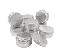 Wopanxye 10pcs 80ml Round Lip Balm Tin Cans, 80 Gram Aluminum Cosmetic Sample Container with Screw Lid, 80g Silver Metal Empty Storage Travel Jars for Salves, Lip Balms, Face Cream, Candle, Tea, Paint