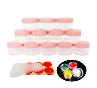 Wopanxye 12pack 15 Gram 15ml Jars, Small Cosmetic Sample Empty Container, Plastic Round Pot Pink Screw Cap Lid, Tiny 15g Bottle for Makeup, Eye Shadow, Nails, Powder, Jewelry, Free 12pcs Spatulas