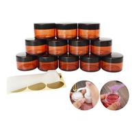Wopanxye 12pcs 15ml Small Sample Jars, 15 Gram Empty Refillable Cosmetic Container, Plastic Round Pot Black Screw Cap Lid, Tiny 15g Bottle for Makeup Eye-shadow Nails Powder Jewelry, FREE Spatulas