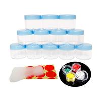 Wopanxye 12pcs 20g Makeup Sample Pot, BPA Free, Small Empty Cosmetic Container Tin with BLUE Screw Lid, 20ml Travel Jars for Beauty Lip Gloss Scrubs Salves Ointments Facial Creams Bath Lotions Toner