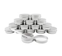 Wopanxye 15 Pack 15g Travel Size Metal Round Tins, 15ml Silver Aluminum Tin Cans Containers with Screw Lid for Makeup Samples, Nails, Lip Gloss Balm, Salve, Spices, Candy, Candle, Tea, FREE Spatulas