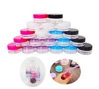 Wopanxye 20pack 5g Empty Sample Jars, 5ml Small Cosmetic Container for Makeup Eyeshadow Nails Oils Lip Balm Scrubs Jewelry Cream, 5 Gram Plastic Clear Pot with Cap Lid (Black/White/Pink/Rose Red)