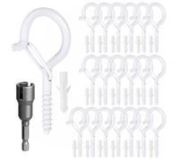Wopanxye 20pack White Screw-in Hooks Wall Ceiling for Outdoor String Lights, Safety Buckle Design Cup Eye Hook Q-Hanger for Hanging Patio Light, Plants, Bird-Nest, Rope, Wind Chimes, 1 Wing Nut Driver