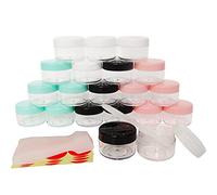 Wopanxye 20pcs 15 Gram 15ml Makeup Jars, Small Plastic Cosmetic Sample Empty Container, Plastic Round Pot Screw Cap Lid, Tiny 15g Bottle for Eye Shadow Nails Powder Jewelry Beads (Multicolor Jars)