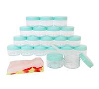 Wopanxye 20pcs 15 gram Empty Travel Sample Jar, 15g Mini Cosmetic Container Tins, 15ml Small Round Pot with GREEN Screw-up Lids, for Makeup Facial Cleaner Creams Lotions Mask Lip Gloss Moisturizers
