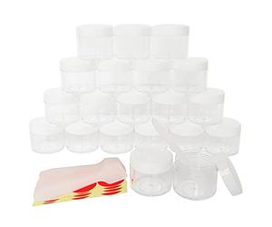 Wopanxye 20pcs 20g Makeup Sample Jar, BPA Free, Empty Cosmetic Container | 20ml Small Travel Pot Can with WHITE Screw Lid for Beauty Lip Gloss Salves Facial Cream Essence Firming Lotions Powder Nails