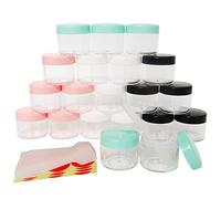 Wopanxye 20pcs 20ml Small Sample Jars, 20g Multi-color Empty Refillable Cosmetic Container, Plastic Round Pot Screw Cap, 20g Travel Bottles for Makeup Eye-shadow Nails Lip Gloss Balms, Extra Spatulas