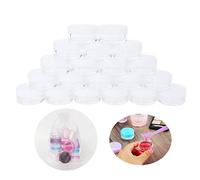 Wopanxye 20pcs 5g Small Travel Sample Cosmetic Containers for Make-up Eye Shadow Nails Lotion Powder Gems Beads Jewelry Cream, 5ml Clear Round Pot Jars with White Lid， Mini 5ml Plastic Sample Jars