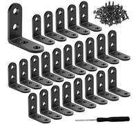 Wopanxye 24 Pack Right Angle Brackets Corner Bracket for Wood, 16 x 40 mm Galvanised Steel Brace Connector Joint Fastener with Screws for Furniture Repair, Shelves, Window, Cabinet, Table, Desk