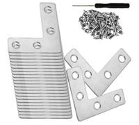 Wopanxye 24 Pack Stainless Steel Angle Bracket, Flat Fixing Brace, Heavy Duty Panel Connection Corner Brace, for Furniture Repair DIY Assembly, Shelf Table Desk Cabinet Fixing, 50 x 50 mm, Silver