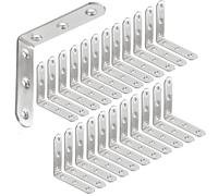 Wopanxye 24pack Corner Brackets, 16x60mm Right Angle L-Shaped Reinforced Metal Braces Wood Timber Stainless Steel Sheet Connecting Joint Fixing Repair Connector for Furniture Bed Tables Window Shelf