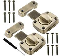 Wopanxye 2pcs Rotate Bolt Latch, Pet Door Lock, Zinc Alloy Interior Safety Lock, Double-Sided Install, with Screws, for Bathroom Bedroom Dressing Room Toilet Balcony Door(Green Bronze)