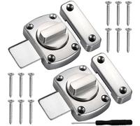 Wopanxye 2pcs Rotate Bolt Latch, Pet Door Lock, Zinc Alloy Interior Safety Lock, Double-Sided Install, with Screws, for Bathroom Bedroom Dressing Room Toilet Balcony Door(Silver)