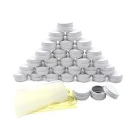 Wopanxye 30 pack 5 ml White Lip Balm Tin Cans, 5g Mini Aluminum Makeup Sample Containers with Screw Lid, Empty Metal Tins Pot Storage Travel Jars for Cosmetic, Cream, Candle, Tea, 5 Gram Small Tins