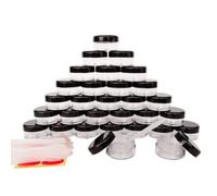 Wopanxye 30Pack 10 Gram Small Cosmetic Sample Jars, 10ml Empty Container Jars for Makeup Gifts, Eye-Shadow Nails Lip Gloss Balm Powder Jewelry Cream, Travel Pot with Black Lids + Dispensing Spatulas