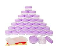 Wopanxye 30pcs 10ml Travel Sample Jars, Purple Small Cosmetic Container | Mini 10g Plastic Empty Makeup Pots for Eyeshadow, Facial Cream, Lip Gloss Balm, Powder, Bath Lotion, Mascara, Essence, Wax