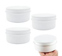 Wopanxye 4 pack 200ml Aluminum Tin with Screw Cap Lids, Empty Makeup Jars | Lip Balm Container Round Travel Jars Cosmetics Pot, 200g White Metal Cans for Slime Salve Cream Candle Powder Tea Beads Paint