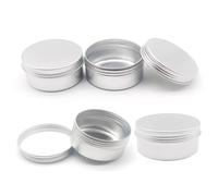 Wopanxye 4pack 250 ml Silver Lip Balm Tin Cans, 250g Mini Aluminum Makeup Sample Containers with Screw Lid, Empty Metal Tins Pot Storage Travel Jars for Cosmetic Cream Candle Tea, 250 Gram Small Tins