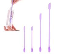 Wopanxye 4pcs Mini Beauty Spatulas, Silicone Makeup Spatula for Cosmetics and Kitchen Cooking Baking Jar, Getting Last Drop Lotion Cream from Narrow Bottle Pot Can, Small Scraper, Purple Tiny Spoons