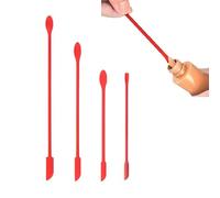 Wopanxye 4pcs Mini Silicone Spatula, Small Silicone Spoons, Mini Jar Scooper Scraper for Makeup Narrow Can Pot, Heat Resistant BPA Free Long Handle Lotion Stirrer Get Last Drop from Jam Bottles, Red