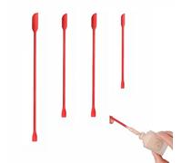 Wopanxye 4pcs Mini Spatulas Makeup Scooper, Silicone Long Spatula for Cosmetics, Reusable Small Thin Jar Scraper Bottle Narrow Can Get Last Drop, Lotion Stirrer for Kitchen Food Beauty Make up, Red