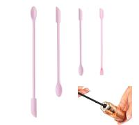 Wopanxye 4pcs Mini Spatulas Makeup Scraper, Silicone Small Spatula for Cosmetics, Reusable Long Thin Jar Scooper for Getting Last Drop Lotion Out, Bottle Cream Stirrer for Kitchen Food Beauty, Pink