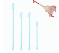 Wopanxye 4pcs Mini Spatulas Makeup Scraper, Silicone Spatula for Cosmetics, Reusable Small Thin Jar Spoon for Getting Last Drop Lotion Cream Out, for Kitchen Food Cooking Beauty Make-up Mixing, Blue