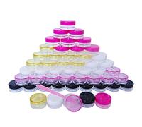 Wopanxye 50pcs 3g Jars 3 Grams Small Travel Sample Containers, 3ml Empty Plastic Round Jar with Lid for Cosmetics, Lotion, Cream, Make-up eyeshadow, Slime, Wax, Bead, Rhinestone, Party DIY Accessory