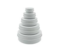 Wopanxye 5pack 60ml Aluminum Tin, 1oz White Metal Jar with Screw Lid, 30ml Empty Makeup Lip Balm Container Travel Cosmetic Pot Cans for DIY Cream Candle Powder Tea Beads (5/15/30/60/100ml, mixed size)