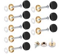 Wopanxye 8pack 21mm Mirror Screws Decorative Caps Chrome Cover Nails Brushed Stainless Steel for Furniture Fittings Glass Sign Boards Bath Plate Panels Wardrobes Tables, Mirror Fixings to Wall, Black
