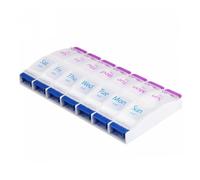 Wopanxye Daily Pill Case Organizer, 7-Day Weekly Medicine Planner Organizer, AM PM, Large Tray 14-Compartment Meds Box Container Holder for Medication, Vitamin, Supplement, Fish Oil, Purple + Blue