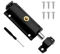 Wopanxye Push-Button Automatic Spring Pin Latch Lock, 3 Inch Spring-Loaded Sliding Barrel Bolt Latch, Versatile Mounting Stainless Steel Door Lock, for Bathrooms, Bedrooms, Pantry Door (Black)
