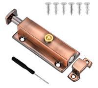 Wopanxye Push-Button Automatic Spring Pin Latch Lock, 4 Inch Spring-Loaded Sliding Barrel Bolt Latch, Versatile Mounting Stainless Steel Door Lock, for Bathrooms, Bedrooms, Pantry Door (Copper)