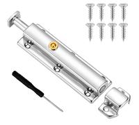 Wopanxye Push-Button Spring Barrel Bolt, Automatic Spring Loaded Latch, Versatile Mounting Spring Pin Latch Bolt, Stainless Steel Security Lock, for Cabinets, Windows, Chests (Silver, 5 Inch)