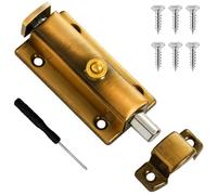 Wopanxye Push-Button Spring-Loaded Barrel Bolt Latch, 3 Inch Stainless Steel Security Latch, Automatic Sliding Bolt Lock, Versatile Mounting Internal Door Lock, for Closet, Cupboard, Bars (Brass)