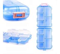 Wopanxye Small Travel Pill Box Organizer, 10 Compartment Pill Case Planner, Portable Folding Daily Medcine Container Capsule Dispenser for Storage Medication, Meds, Vitamin, Fish Oil, Supplement, Blue