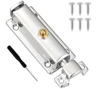 Wopanxye Spring-Loaded Barrel Bolt Latch, Push-Button Automatic Sliding Bolts, 4 Inch Stainless Steel Latch Lock, Versatile Mounting Door Lock, for Gates, Garden Fences, Barn Door (Silver)