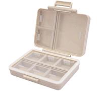 Wopanxye Travel Pill Organizer, 9 Compartments Portable Small Pill Box, Double Lock Daily Pill Dispenser, Made from Wheat-Straw, to Hold Medicine Vitamin Supplement Fish Oils, for Travel, Work (Beige)