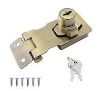 Wopanxye Twist Knob Keyed Door Locking Hasp, Safety Hasp Lock and Staple, Stainless Steel Latch Bolt Clasp Buckle, for Gate, Garage Door, Wooden Shed, Box, Cabinets, Closet, Drawer (Bronze, 2.5Inch)