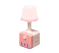 WopHSkf Creative Home Socket Integrated Bedside Lamp, Multifunction Converter Socket with Mini Bedside Lamp Night Light, for Bedroom, Guest Room, Living Room