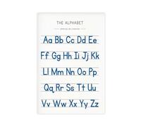 WOPIYNAG Blue Alphabet Poster, Handwriting Chart Print Canvas Poster Wall Art Print Picture Paintings 24x36inch(60x90cm)