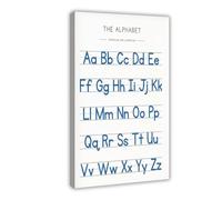 WOPIYNAG Blue Alphabet Poster, Handwriting Chart Print Canvas Poster Wall Art Print Picture Paintings 20x30inch(50x75cm)