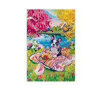WOPIYNAG Boston Terrier Picnic Poste Canvas Poster Wall Art Print Picture Paintings 08x12inch(20x30cm)