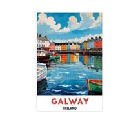 WOPIYNAG Colorful Seaside Town in Ireland, Canvas Poster Bedroom Decor Landscape Decor Gift 08x12inch(20x30cm)