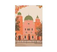 WOPIYNAG Colourful Synagogue Canvas Poster Bedroom Decor Landscape Decor Gift 16x24inch(40x60cm)