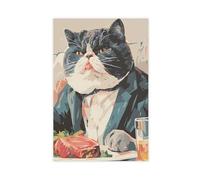 WOPIYNAG Dapper Scottish Fold Cat Print Elegant Feline Canvas Poster Wall Art Print Picture Paintings 24x36inch(60x90cm)