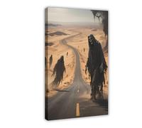 WOPIYNAG Death Strolls Along The Desert Highway, Evil Spirits Canvas Poster Bedroom Decor Landscape Decor Gift 16x24inch(40x60cm)