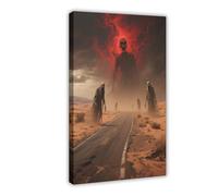 WOPIYNAG Death Strolls Along The Desert Highway, Evil Spirits Canvas Poster Bedroom Decor Landscape Decor Gift 20x30inch(50x75cm)