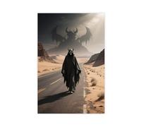 WOPIYNAG Death Strolls Along The Desert Highway, Evil Spirits Canvas Poster Bedroom Decor Landscape Decor Gift 20x30inch(50x75cm)